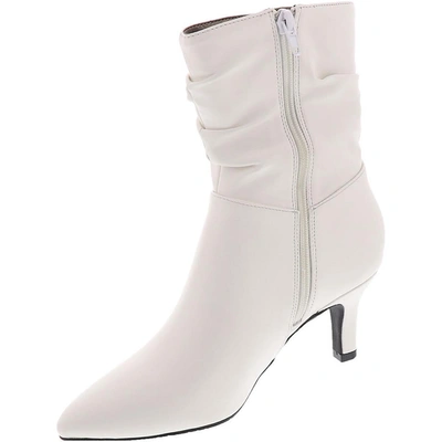 Array Morgan Womens Faux Leather Ankle Booties In White