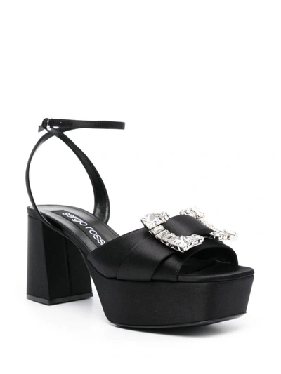 Sergio Rossi Square-headed High-heeled Sandals In Black