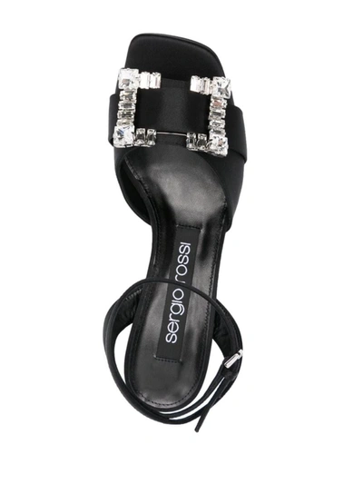 Sergio Rossi Square-headed High-heeled Sandals In Black