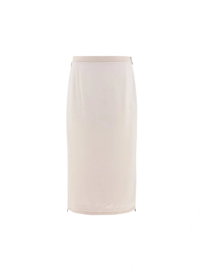 Shop Fendi Midi Skirt In Almond