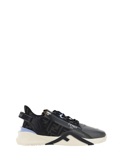 Shop Fendi Flow Sneakers In Argilla/grigio/nero