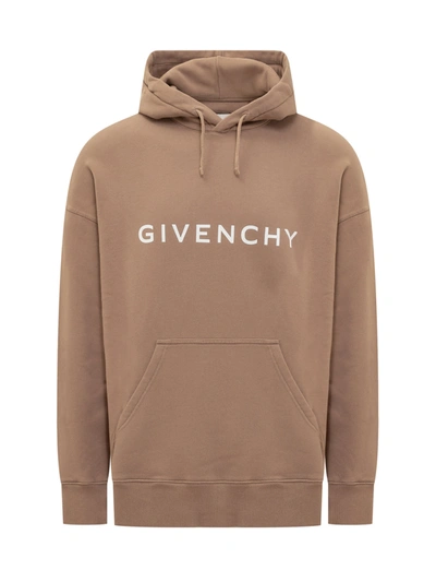 Shop Givenchy Hoodie With Logo In Beige