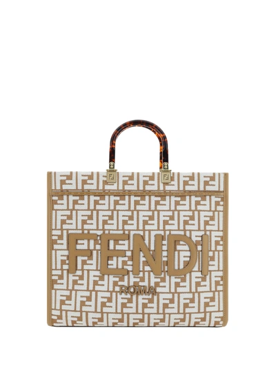 Shop Fendi Sunshine Handbag In Beige
