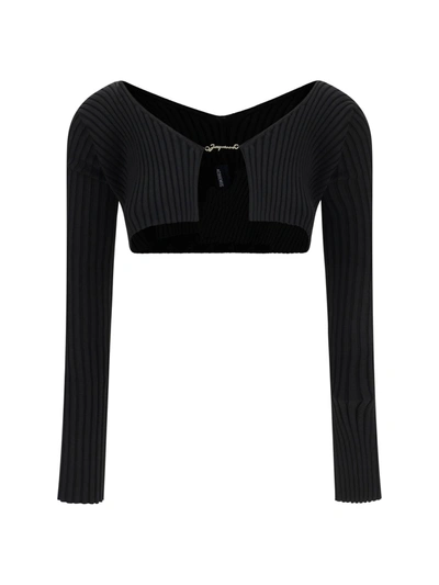 Shop Jacquemus La Maille Pralu Cardigan In Black