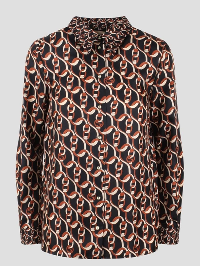 Shop Gucci Interlocking G Chain Print Silk Shirt In Black