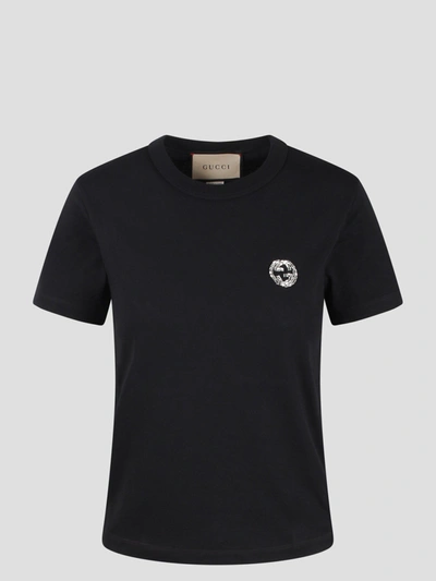 Shop Gucci Interlocking G Cotton Jersey T-shirt In Black