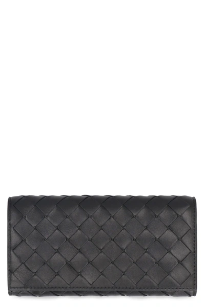 Shop Bottega Veneta Leather Wallet In Black