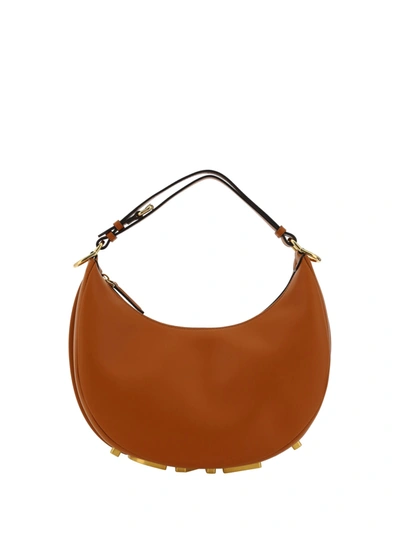 Shop Fendi Graphy Mini Hobo Bag In Brandy/ovib/os