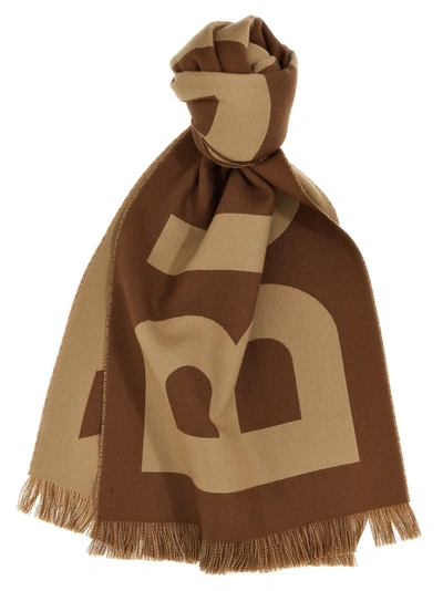 Shop Burberry Logo Scarf In Brown
