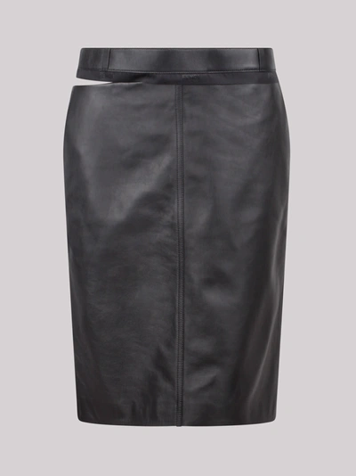 Shop Fendi Midi Leather Skirt In Default Title