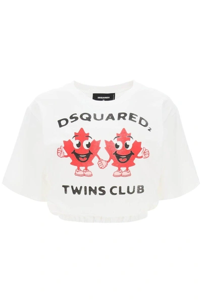 Shop Dsquared2 Twins Club Print Cropped T-shirt In Default Title