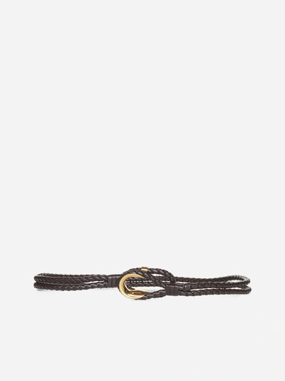 Shop Bottega Veneta Coaxial Woven Leather Belt In Fondant-m Brass