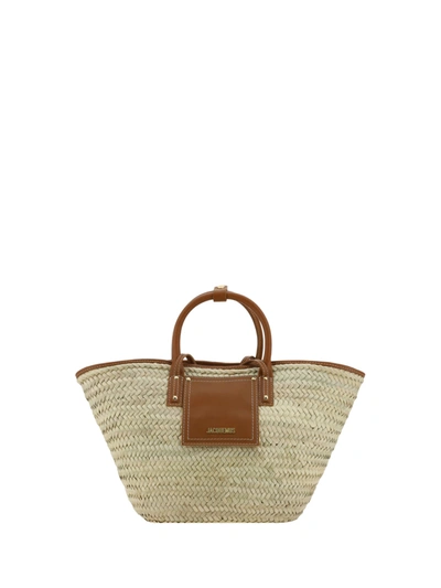 Shop Jacquemus Le Panier Soli Handbag In Light Brown 2