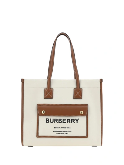 Shop Burberry Frey Shoulder Bag In Natural/tan