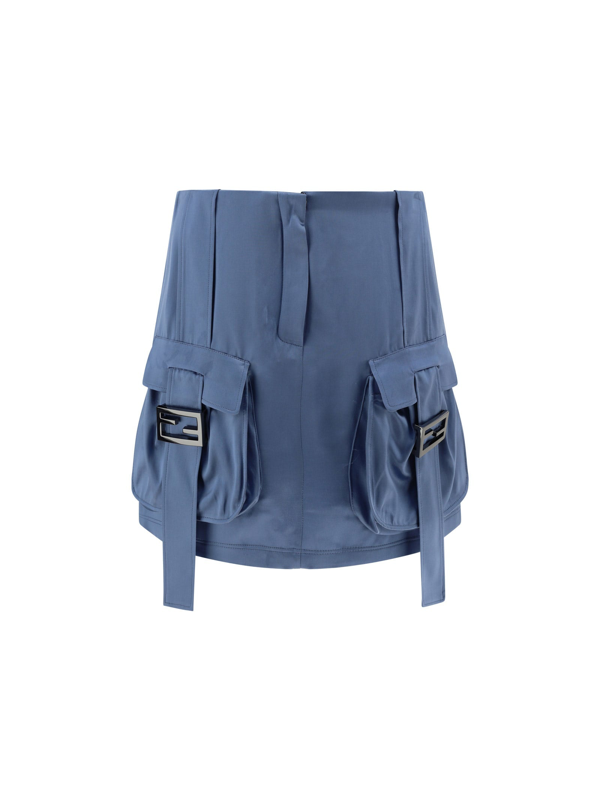 FENDI cargo pockets satin mini skirt - Blue