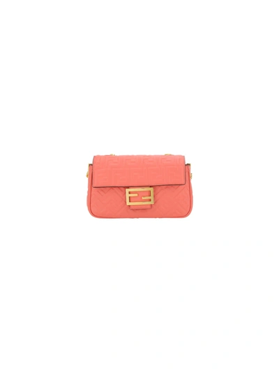 Shop Fendi Baguette Chain Midi Bag In Pink Dalia+ovibr