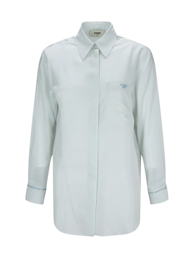 Shop Fendi Pinstriped Shirt In Prisca/azzurro