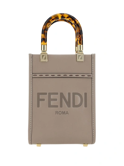 Shop Fendi Sunshine Handbag In Tortora+oro Soft