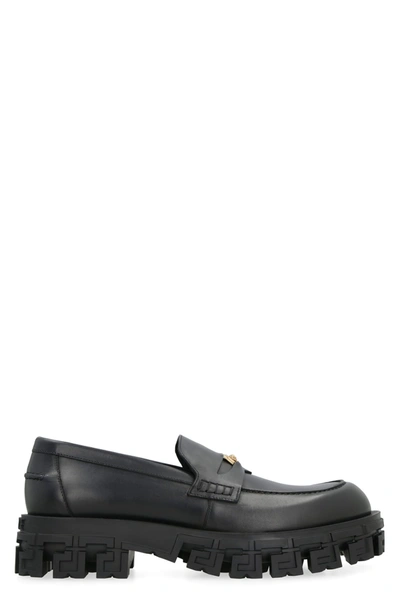 Shop Versace Leather Loafers