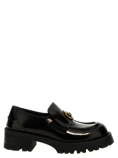 Shop Versace Vagabond Loafers In V Nero Oro