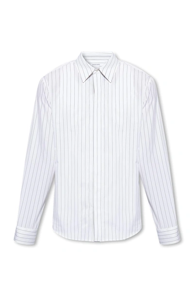 Shop Bottega Veneta Shirt Grey Stripes In White/grey Stripes