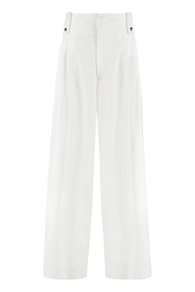 Shop Bottega Veneta High-waist Tapered-fit Trousers In White