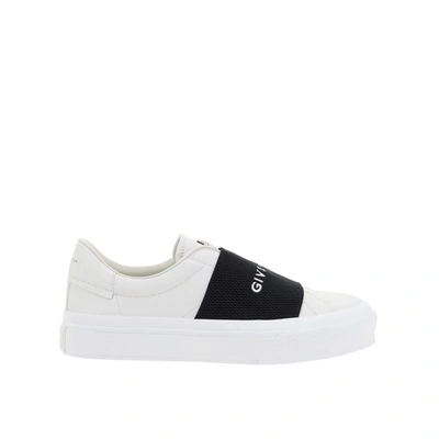 Shop Givenchy Leather Logo Sneakers In White