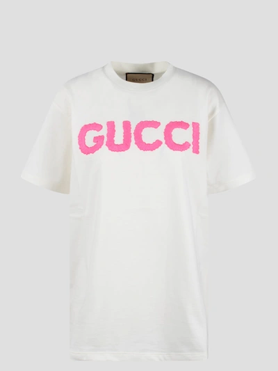 Shop Gucci Cotton Jersey Short Sleeved T-shirt In White