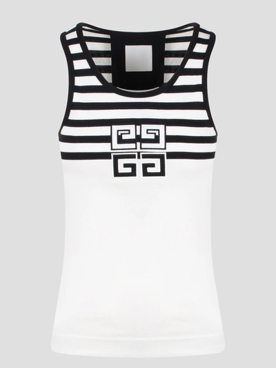 Shop Givenchy 4g Stripes Cotton Tank Top In White