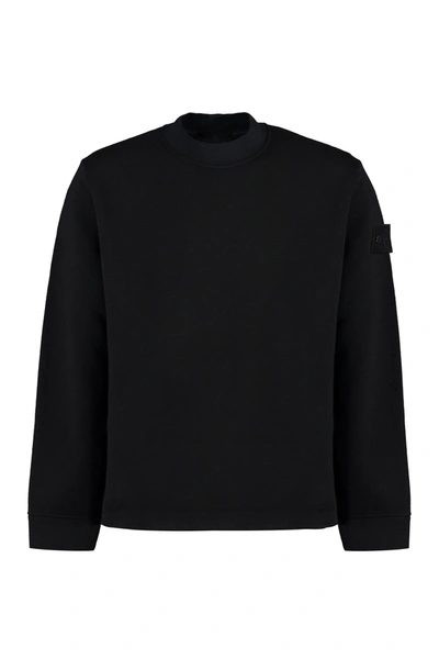 Shop Stone Island Wool-blend Sweatshirt In Black