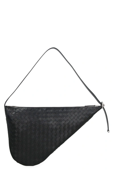 Shop Bottega Veneta Virgule Leather Crossbody Bag In Black