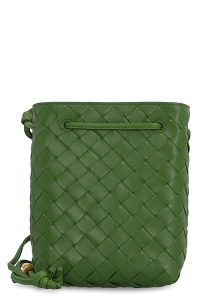 Shop Bottega Veneta Leather Bucket Bag In Green