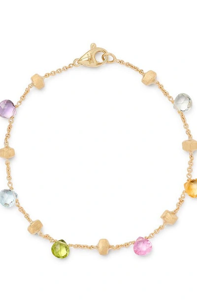 Shop Marco Bicego Paradise 18k Yellow Gold Mixed Semiprecious Stones Single Strand Bracelet In Yellow Gold/ Multi