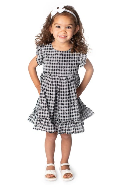 Popatu Check Ruffle Dress In Black Multi