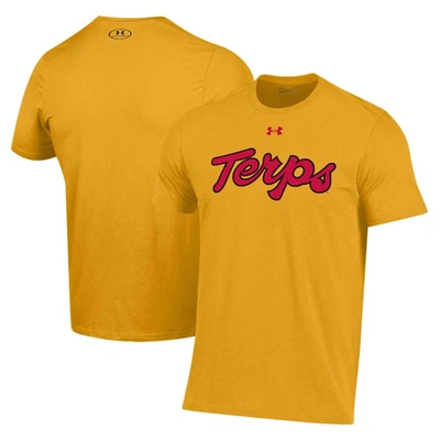 Shop Under Armour Maryland Terrapins Gold Out Performance T-shirt