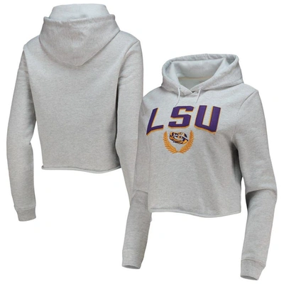Shop League Collegiate Wear Ash Lsu Tigers 1636 Cropped Pullover Hoodie