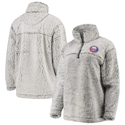 G-iii 4her By Carl Banks Women's  Gray New York Islanders Sherpa Quarter-zip Pullover Jacket In Gray