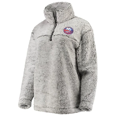 G-iii 4her By Carl Banks Women's  Gray New York Islanders Sherpa Quarter-zip Pullover Jacket In Gray