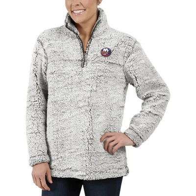 G-iii 4her By Carl Banks Women's  Gray New York Islanders Sherpa Quarter-zip Pullover Jacket In Gray
