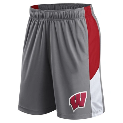 Shop Fanatics Branded Gray Wisconsin Badgers Logo Shorts