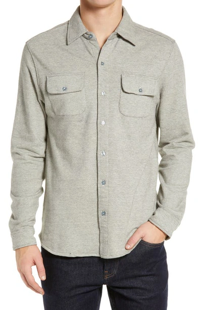 Shop The Normal Brand Textured Knit Long Sleeve Button-up Shirt In Graphite