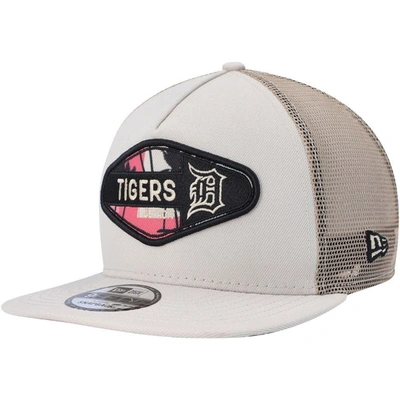 Shop New Era Natural Detroit Tigers Retro Beachin' Patch A-frame Trucker 9fifty Snapback Hat