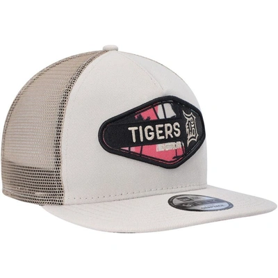 Shop New Era Natural Detroit Tigers Retro Beachin' Patch A-frame Trucker 9fifty Snapback Hat