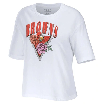 Shop Wear By Erin Andrews White Cleveland Browns Boxy Floral Cropped T-shirt