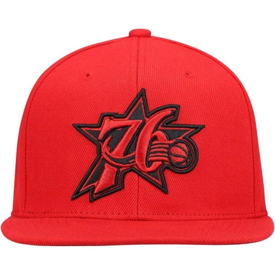 Shop Mitchell & Ness Red Philadelphia 76ers Hardwood Classics Tonal Snapback Hat