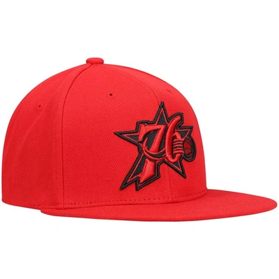 Shop Mitchell & Ness Red Philadelphia 76ers Hardwood Classics Tonal Snapback Hat