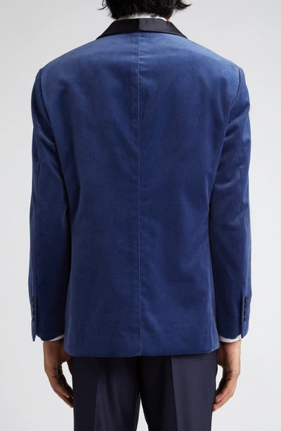 Shop Brunello Cucinelli Shawl Collar Velveteen Dinner Jacket In Cqw79-blue