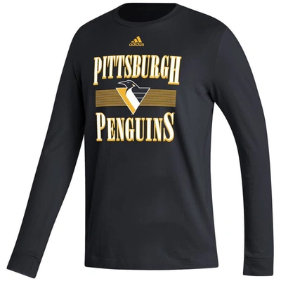Shop Adidas Originals Adidas Black Pittsburgh Penguins Reverse Retro 2.0 Fresh Playmaker Long Sleeve T-shirt