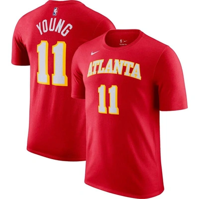 Shop Nike Trae Young Red Atlanta Hawks Icon 2022/23 Name & Number T-shirt