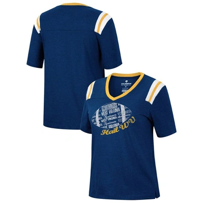 Shop Colosseum Heathered Navy West Virginia Mountaineers 15 Min Early Football V-neck T-shirt In Heather Navy